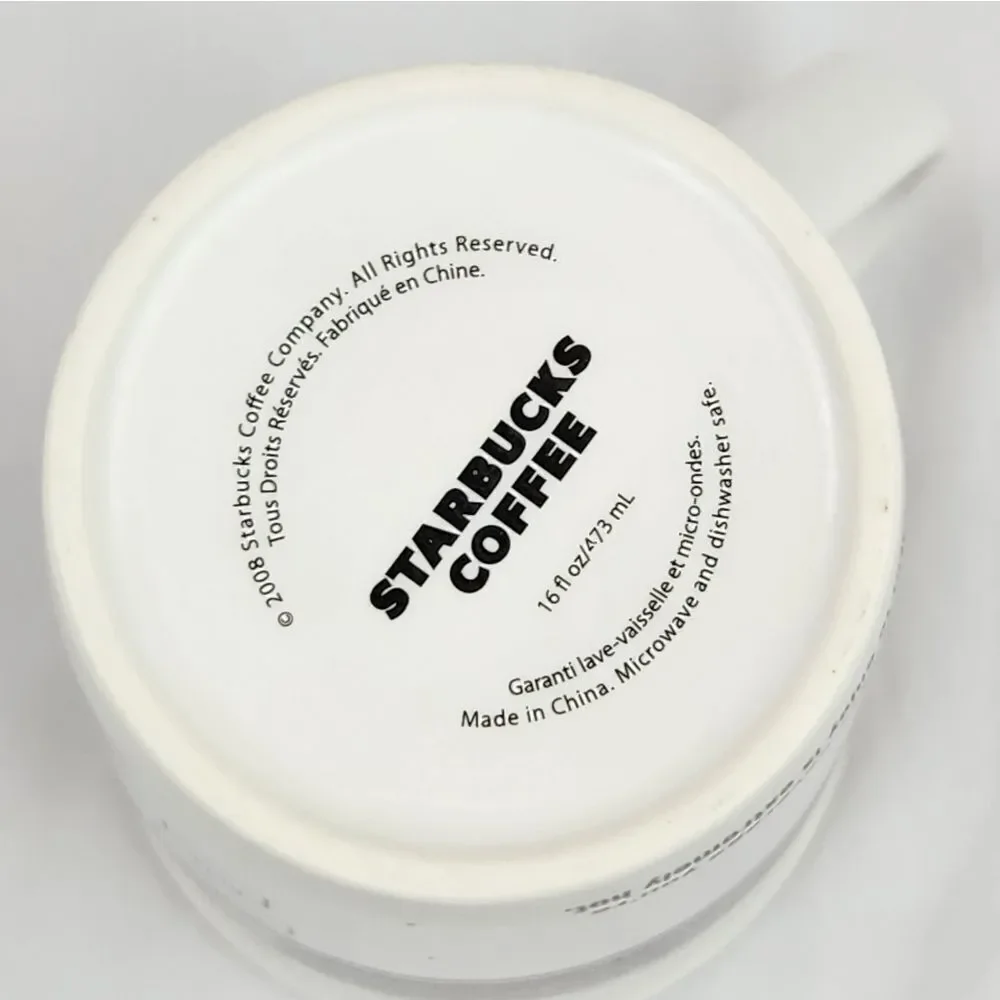 ☕️Starbucks 2008 Ivory & Brown Original Siren Logo 16oz Tall Mug